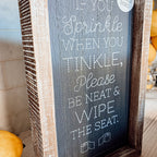 Funny Double Sided Wooden Bathroom Sign Aim Sprinkle Tinkle Freestanding Frame Wall Decor BandsCo Straps