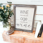 Wine Improves With Age Wood Sign 8x10 Premium Rustic White Grey Hanging Freestanding Decor BandsCo Straps