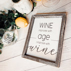 Wine Improves With Age Wood Sign 8x10 Premium Rustic White Grey Hanging Freestanding Decor BandsCo Straps