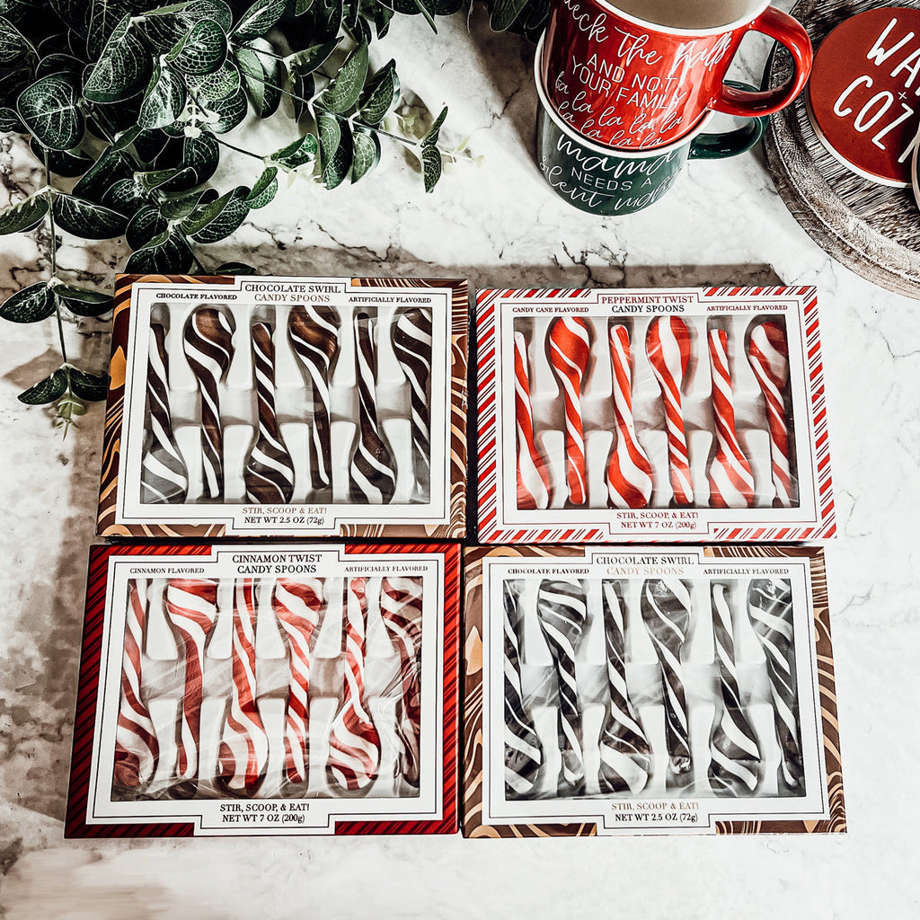 Edible Spoons 3 Flavors Peppermint Cinnamon Hot Cocoa Holiday Party Treats BandsCo Straps
