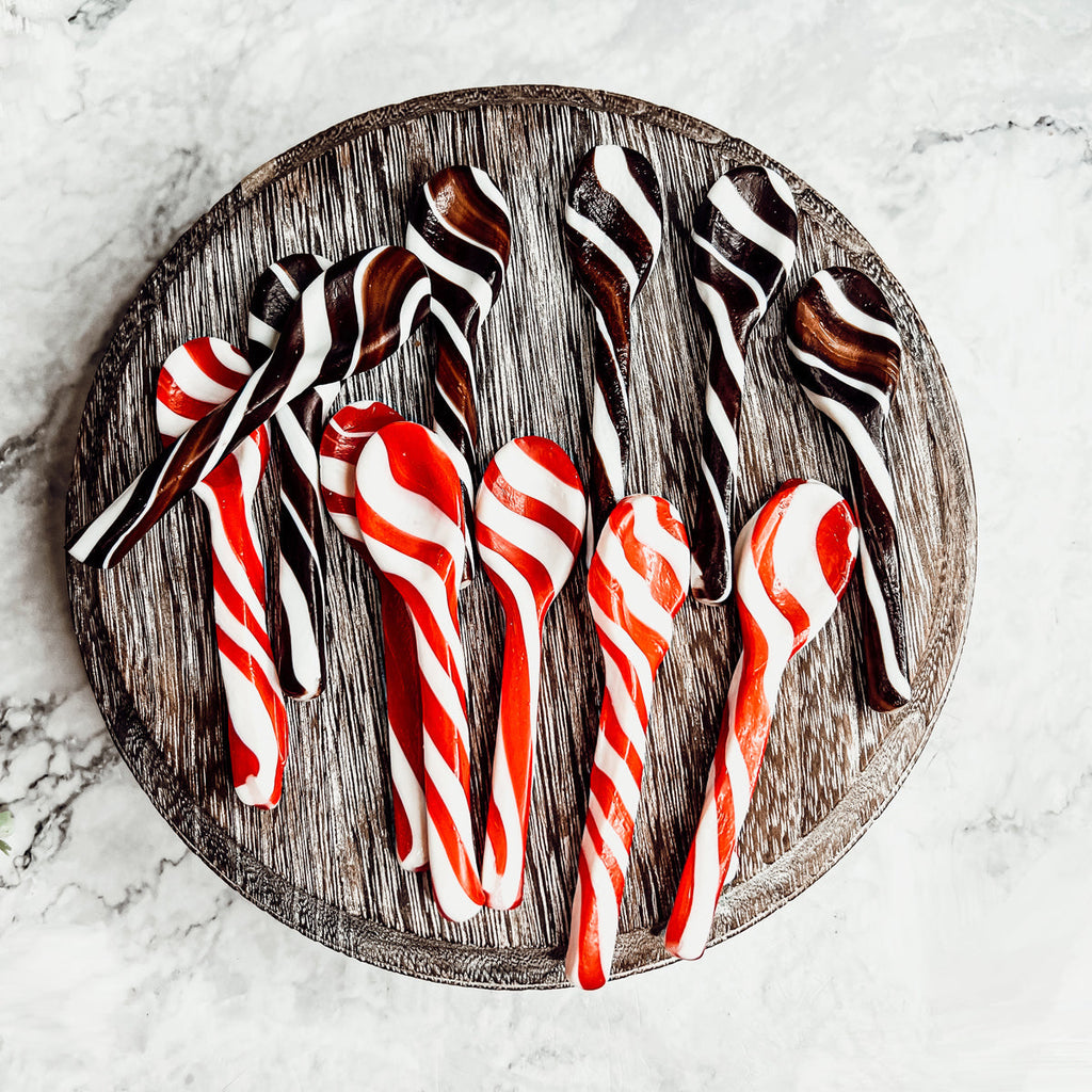Edible Spoons 3 Flavors Peppermint Cinnamon Hot Cocoa Holiday Party Treats BandsCo Straps