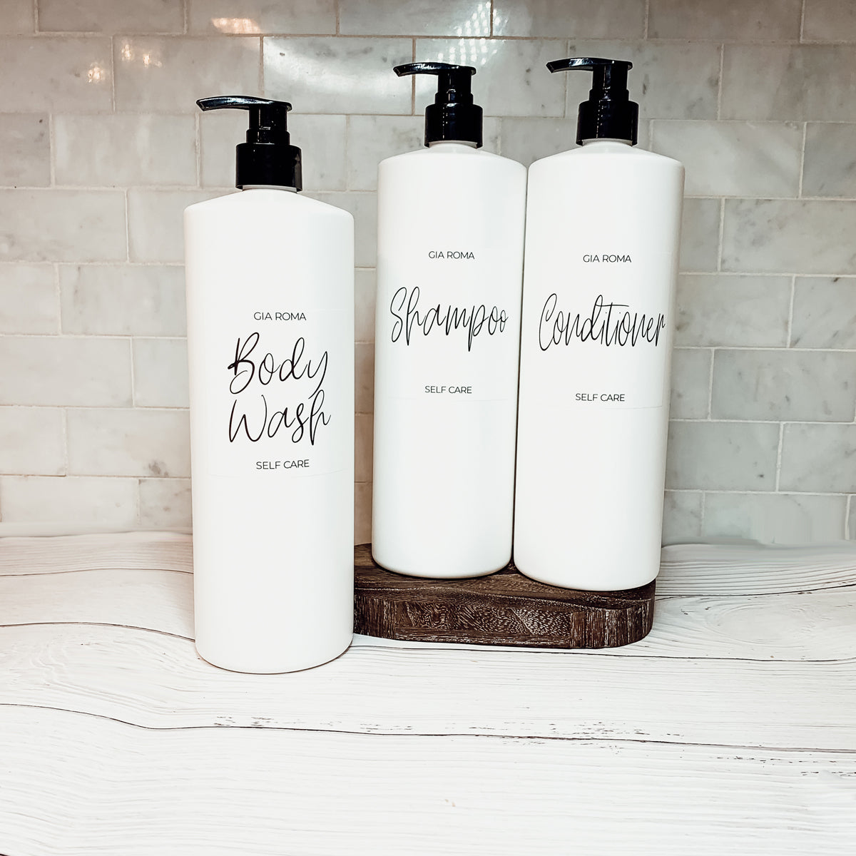 32oz White Plastic Refillable Dispenser Bottles - Reusable Soap Lotion Pump BandsCo Straps