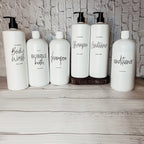 32oz White Plastic Refillable Dispenser Bottles - Reusable Soap Lotion Pump BandsCo Straps