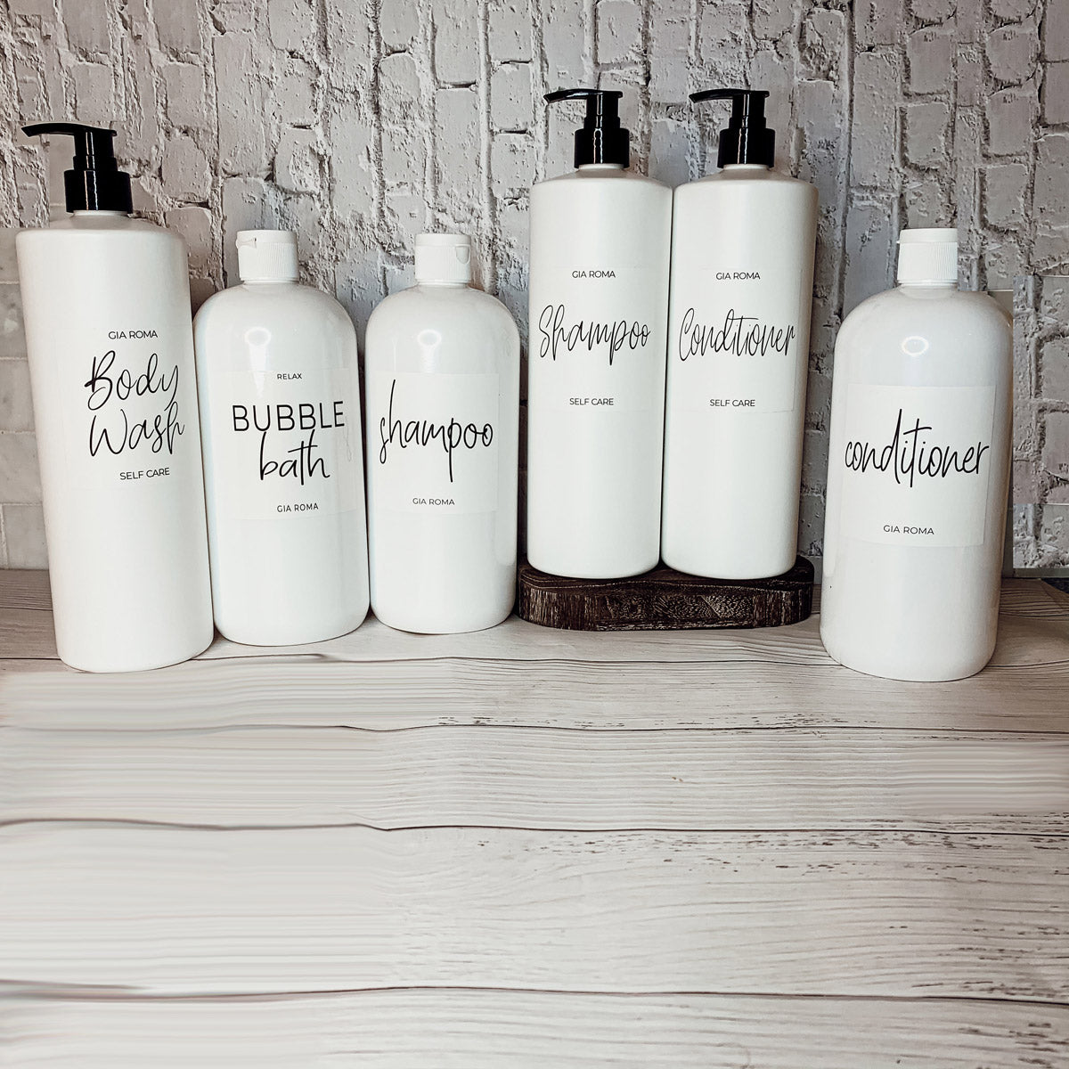 32oz White Plastic Refillable Dispenser Bottles - Reusable Soap Lotion Pump BandsCo Straps