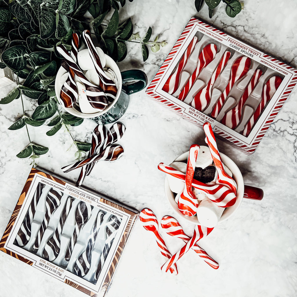 Edible Spoons 3 Flavors Peppermint Cinnamon Hot Cocoa Holiday Party Treats BandsCo Straps