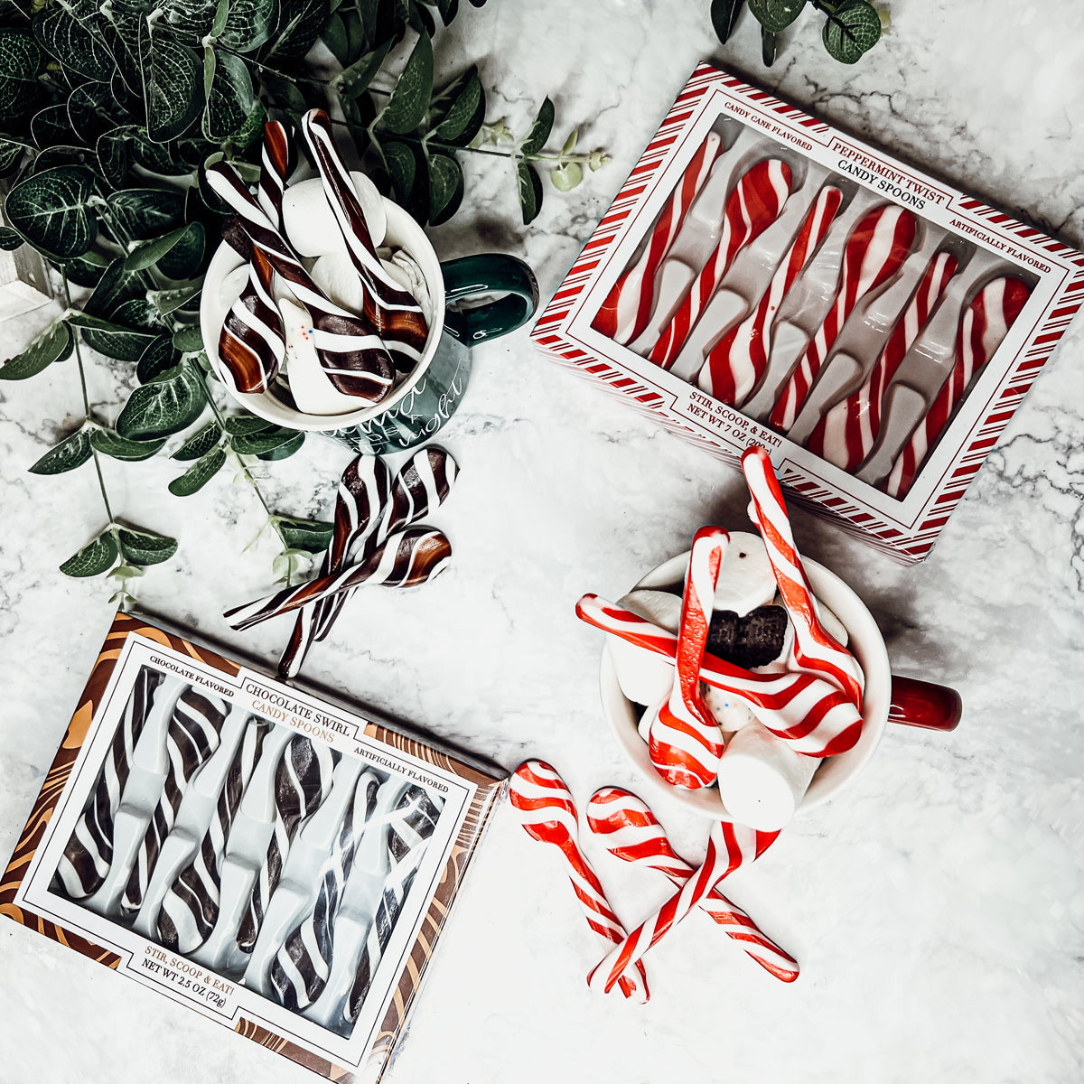Edible Spoons 3 Flavors Peppermint Cinnamon Hot Cocoa Holiday Party Treats BandsCo Straps