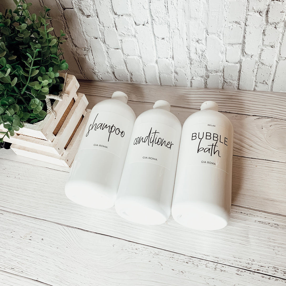 32oz White Plastic Refillable Dispenser Bottles - Reusable Soap Lotion Pump BandsCo Straps