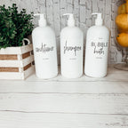 32oz White Plastic Refillable Dispenser Bottles - Reusable Soap Lotion Pump BandsCo Straps