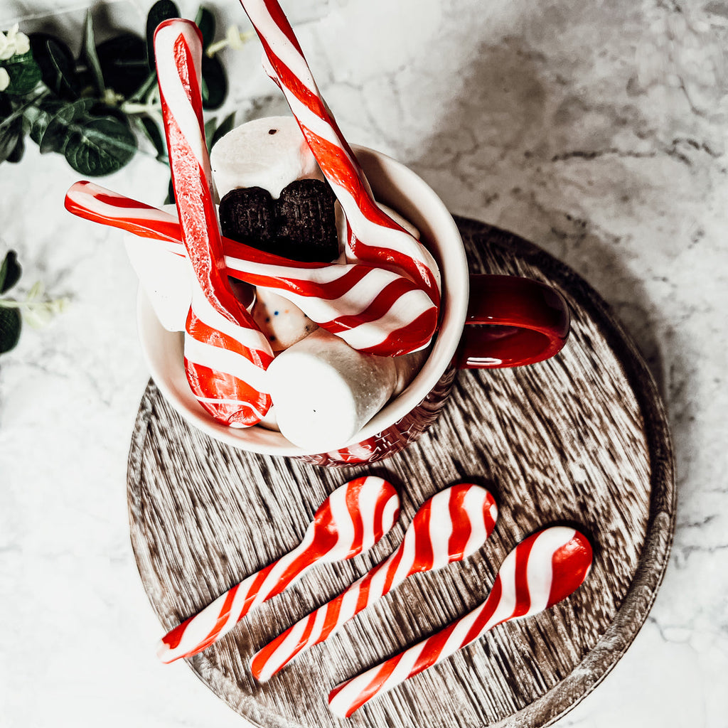 Edible Spoons 3 Flavors Peppermint Cinnamon Hot Cocoa Holiday Party Treats BandsCo Straps
