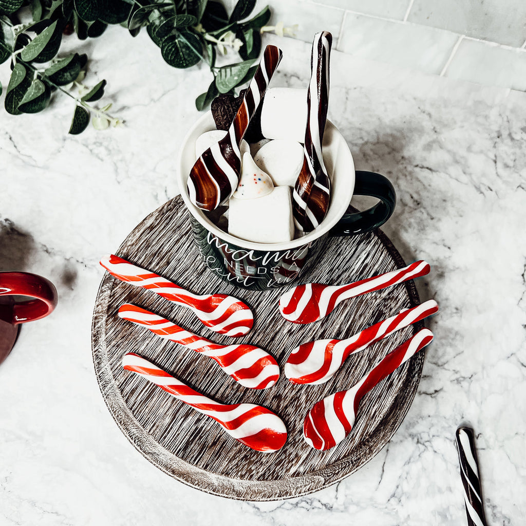 Edible Spoons 3 Flavors Peppermint Cinnamon Hot Cocoa Holiday Party Treats BandsCo Straps
