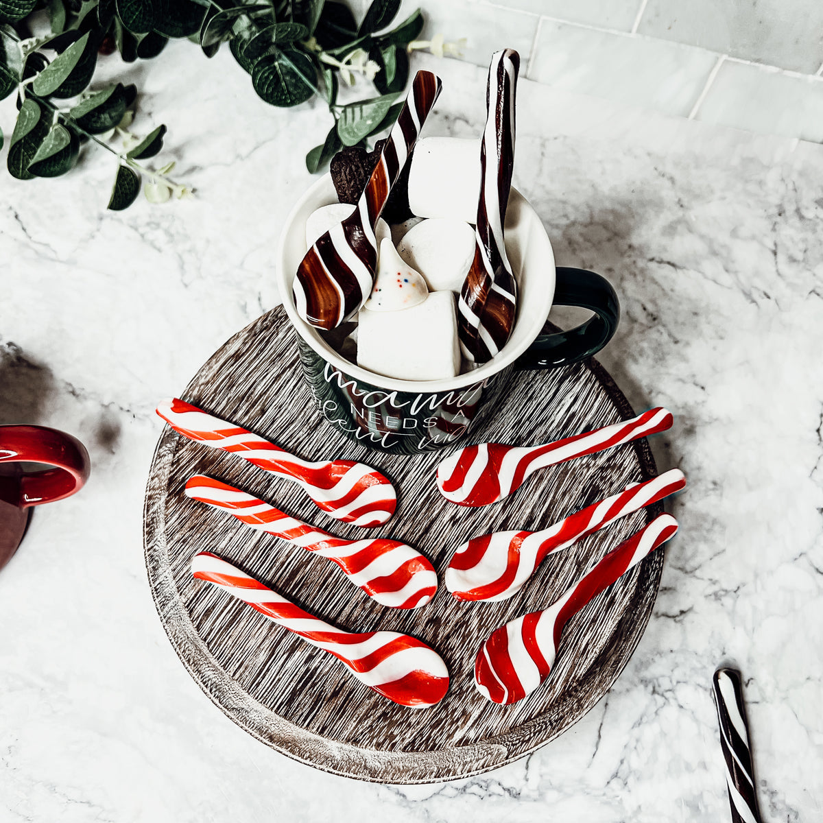 Edible Spoons 3 Flavors Peppermint Cinnamon Hot Cocoa Holiday Party Treats BandsCo Straps
