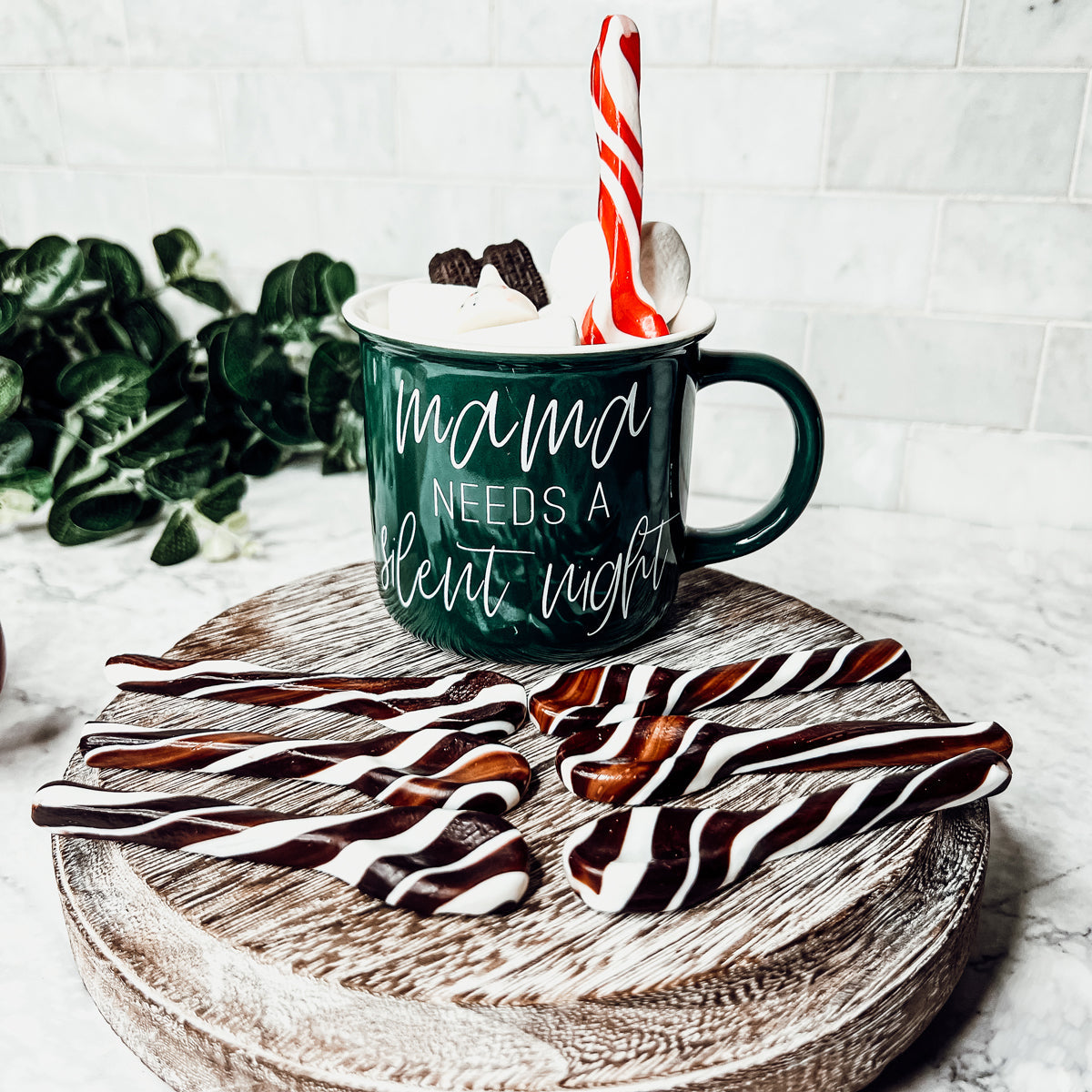 Edible Spoons 3 Flavors Peppermint Cinnamon Hot Cocoa Holiday Party Treats BandsCo Straps