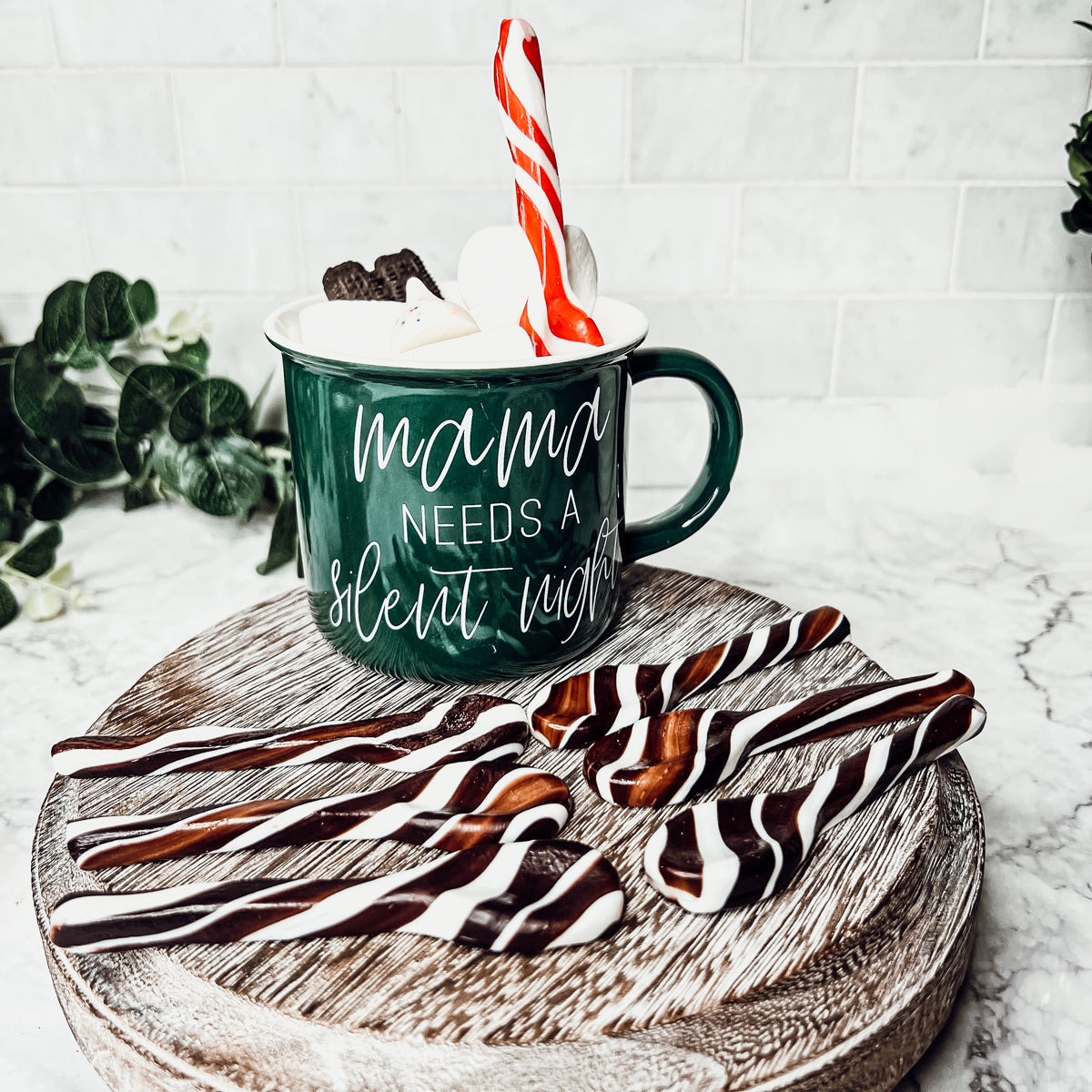 Edible Spoons 3 Flavors Peppermint Cinnamon Hot Cocoa Holiday Party Treats BandsCo Straps