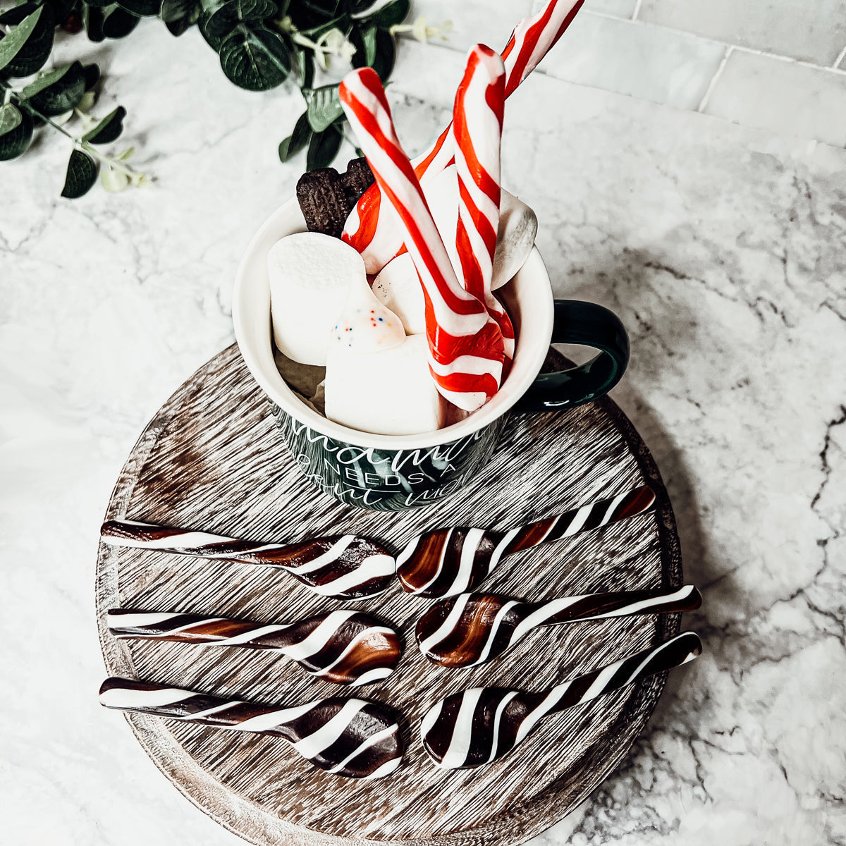 Edible Spoons 3 Flavors Peppermint Cinnamon Hot Cocoa Holiday Party Treats BandsCo Straps