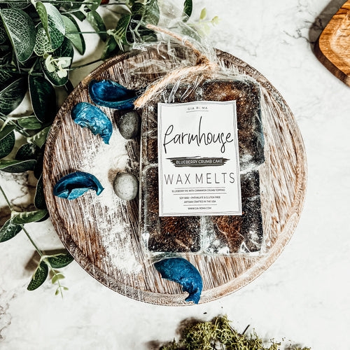 Blueberry Crumb XL Farmhouse Wax Melts Scented Wax Tart Cubes Blueberry Pie Cinnamon Crumble BandsCo Straps