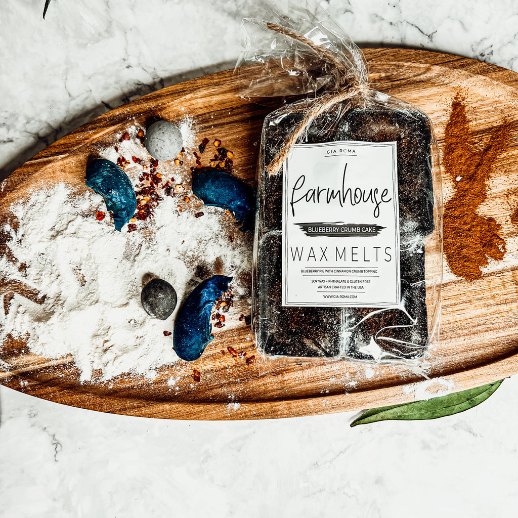 Blueberry Crumb XL Farmhouse Wax Melts Scented Wax Tart Cubes Blueberry Pie Cinnamon Crumble BandsCo Straps