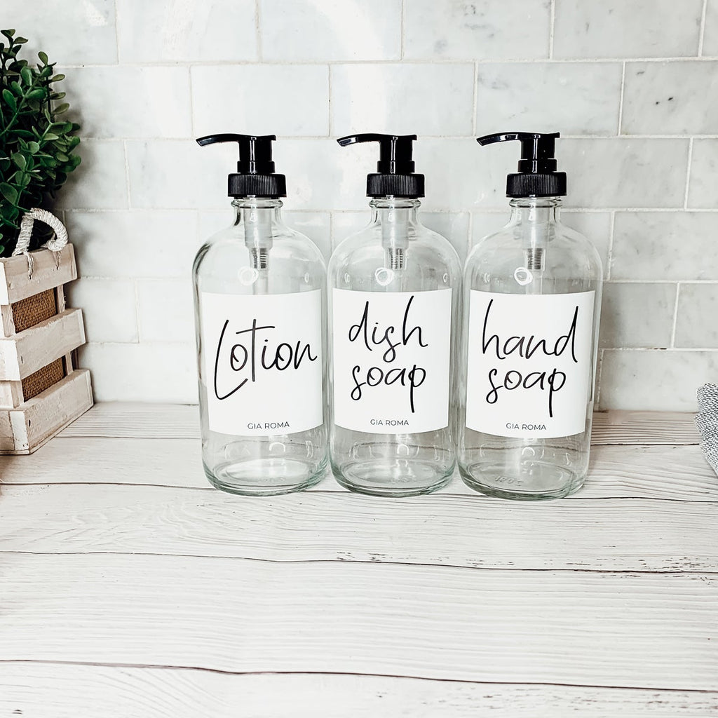 16oz Glass Boston Round Bottle Clear With White Label - Multiple Pack BandsCo Straps