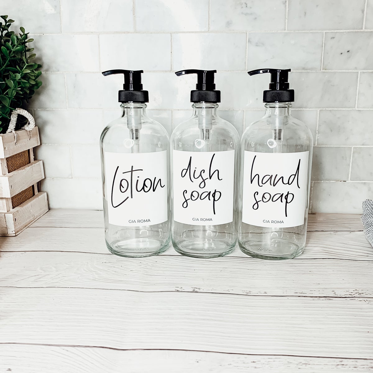 16oz Glass Boston Round Bottle Clear With White Label - Multiple Pack BandsCo Straps