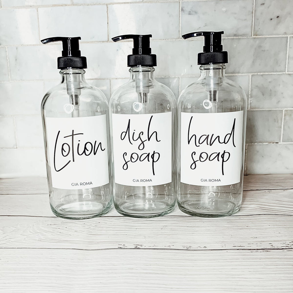 16oz Glass Boston Round Bottle Clear With White Label - Multiple Pack BandsCo Straps