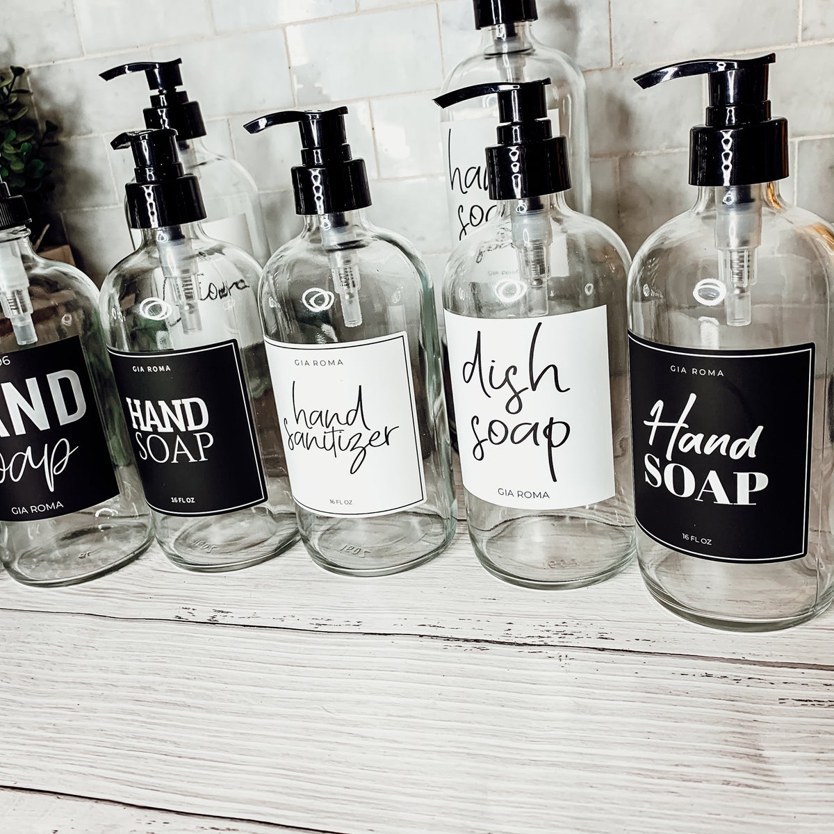 16oz Glass Boston Round Bottle Clear With White Label - Multiple Pack BandsCo Straps