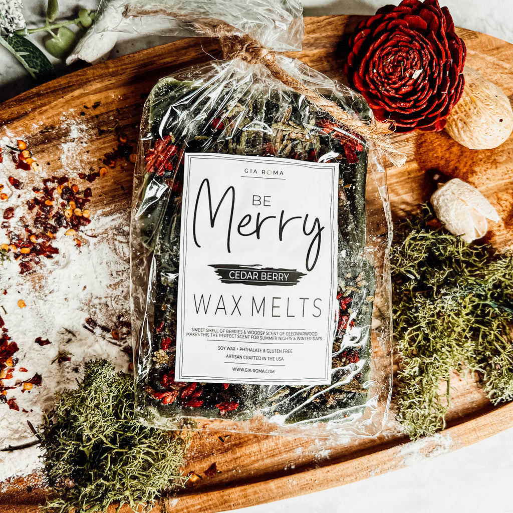 Cedar Berry XL Wax Melts Cranberry Sugar Wood Cabin Winter Scent With Cedar Tip BandsCo Straps