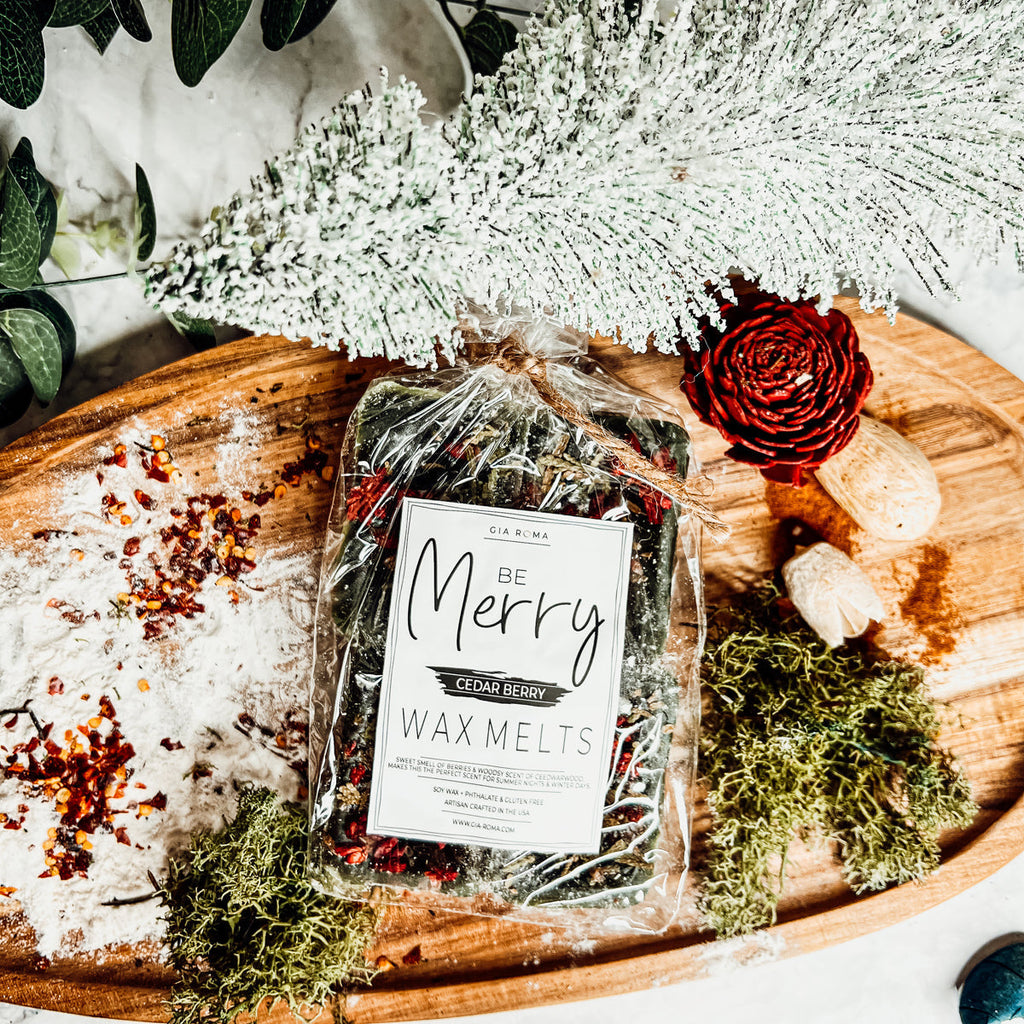 Cedar Berry XL Wax Melts Cranberry Sugar Wood Cabin Winter Scent With Cedar Tip BandsCo Straps