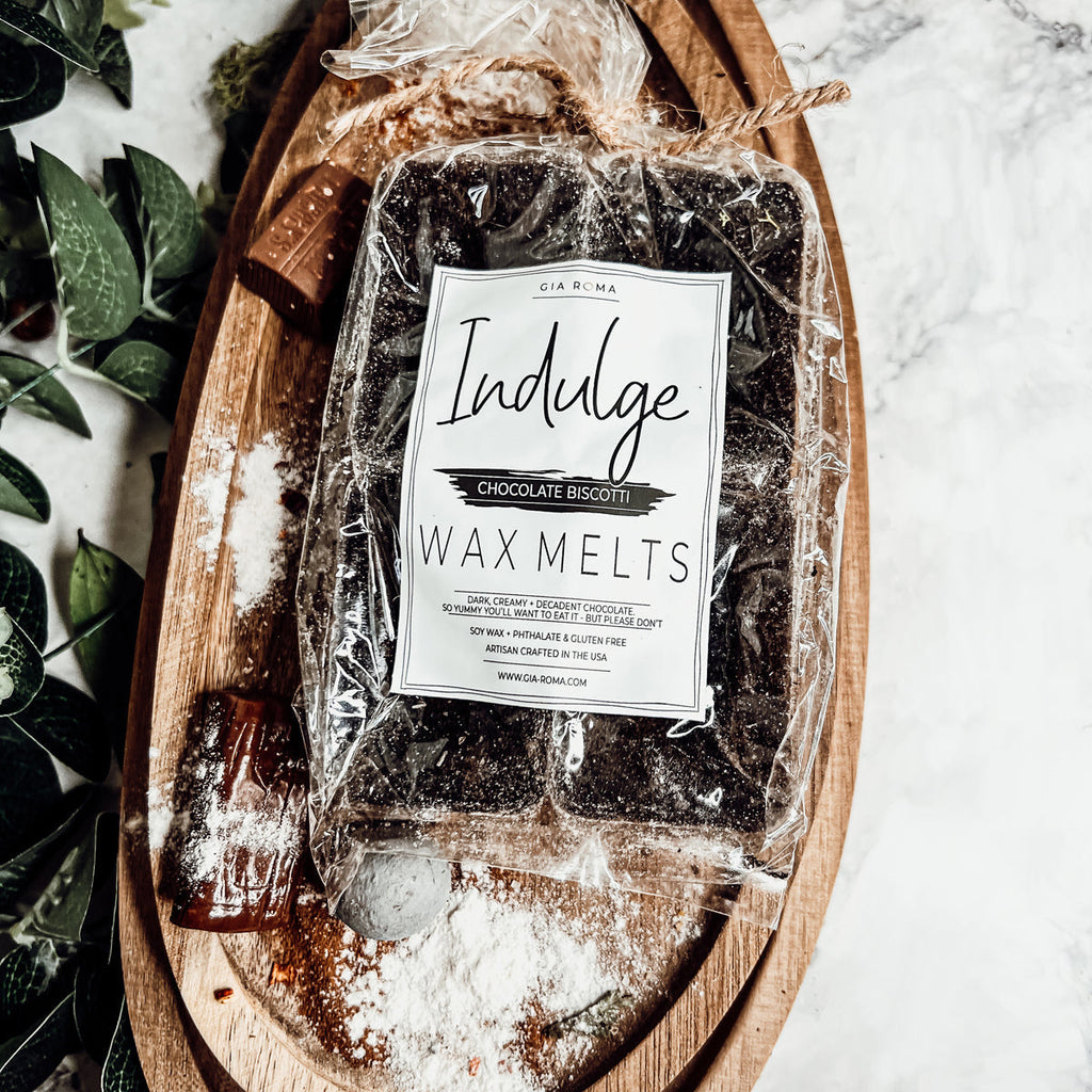 Chocolate Biscotti XL Wax Melts Natural Brownie Scent 4 Large Cubes 2.5x1 BandsCo Straps