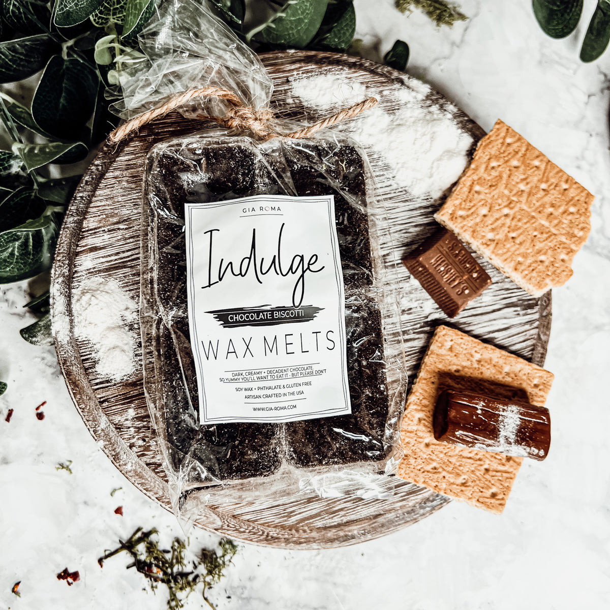 Chocolate Biscotti XL Wax Melts Natural Brownie Scent 4 Large Cubes 2.5x1 BandsCo Straps