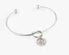 Dainty Knot Bracelet, Wire Knot Bangle with Zodiac Symbol Charm Gift