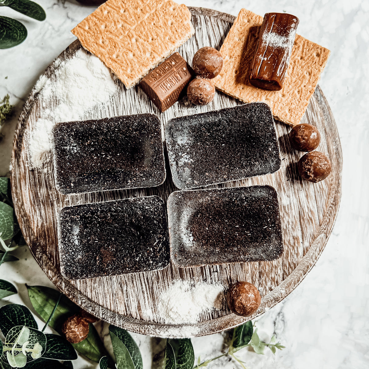 Chocolate Biscotti XL Wax Melts Natural Brownie Scent 4 Large Cubes 2.5x1 BandsCo Straps