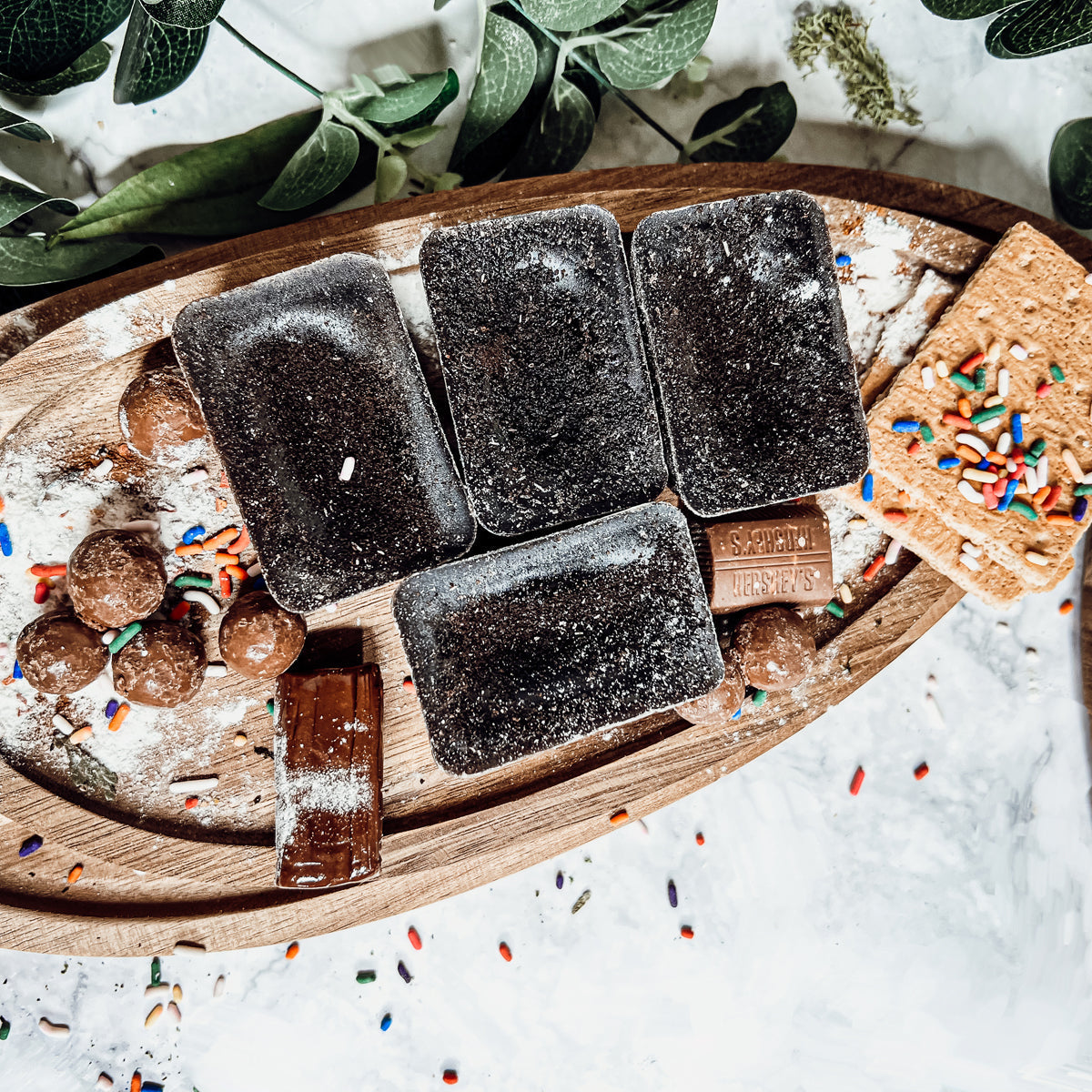 Chocolate Biscotti XL Wax Melts Natural Brownie Scent 4 Large Cubes 2.5x1 BandsCo Straps