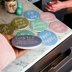 Easter Spring Ceramic Coaster Set 4 Inch Absorbent Drink Coasters Table Protectors Pack BandsCo Straps