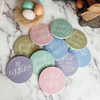 Easter Spring Ceramic Coasters 4in Set Cute Floral Bunny Drink Table Coasters