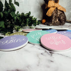 Easter Spring Ceramic Coasters 4in Set Cute Floral Bunny Drink Table Coasters