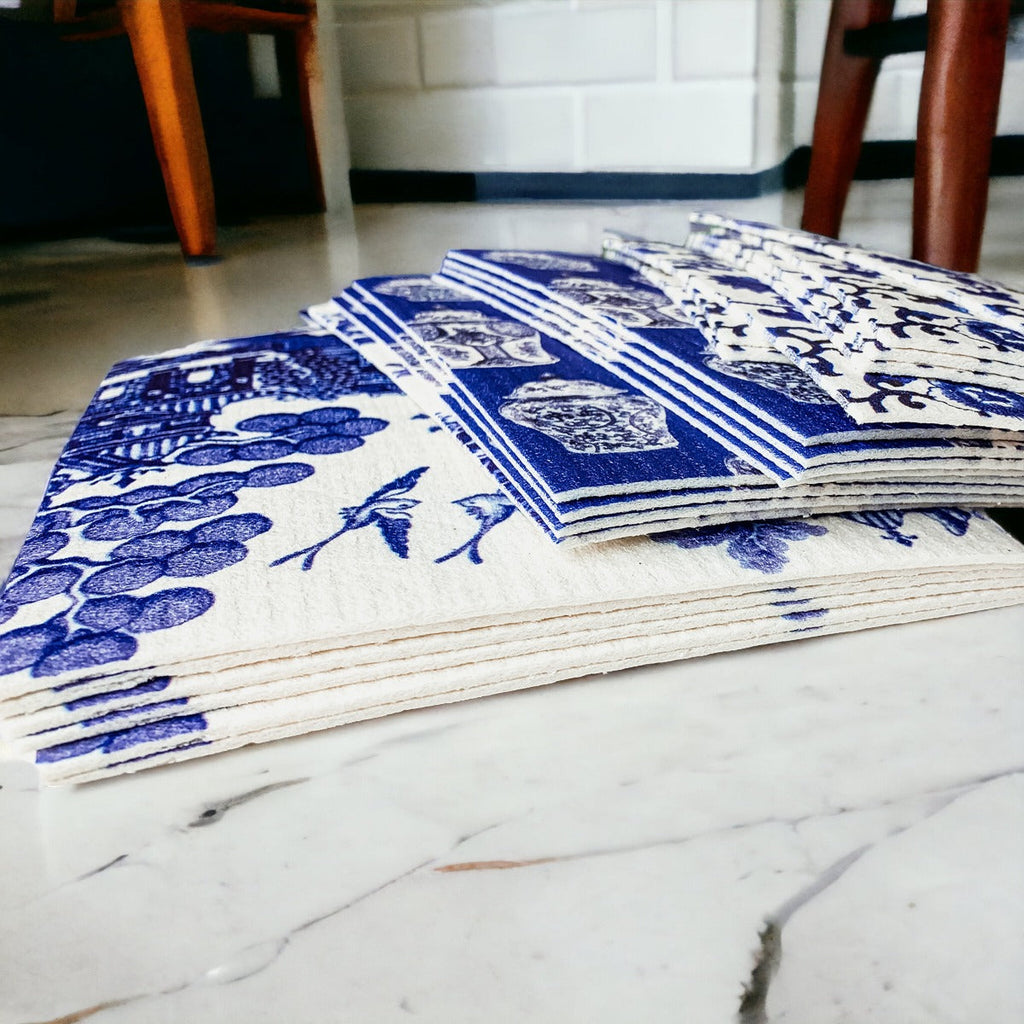 Chinoiserie Eco Kitchen Cloths - Biodegradable Cellulose Cotton, 3 Designs BandsCo Straps