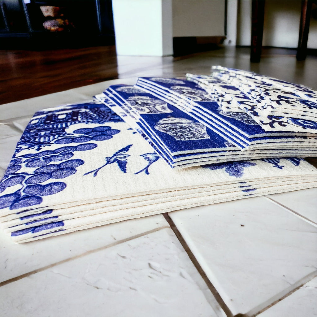 Chinoiserie Eco Kitchen Cloths - Biodegradable Cellulose Cotton, 3 Designs BandsCo Straps
