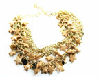 Three Tier Star Charm Bracelet 7in Extender Lobster Clasp