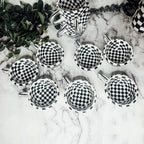 Small Black White Checkered Mug Retro Hand Painted Glossy Ceramic Dishwasher Microwave Safe BandsCo Straps