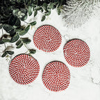 Black Braided Coaster Set 4-Pack Candy Cane Stripe Coasters Table Protectors BandsCo Straps