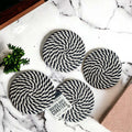 Black Braided Coaster Set 4-Pack Candy Cane Stripe Coasters Table Protectors BandsCo Straps