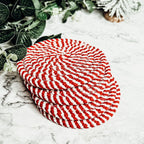 Black Braided Coaster Set 4-Pack Candy Cane Stripe Coasters Table Protectors BandsCo Straps