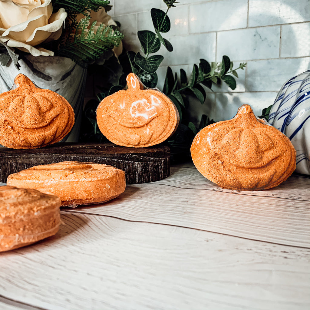 Pumpkin Spice Bath Bomb 3.5oz Fall Scented Bath Fizzy Gift For Women BandsCo Straps