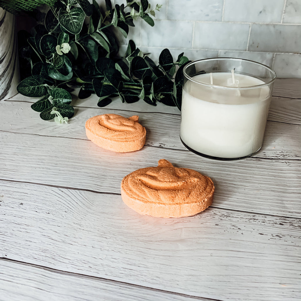 Pumpkin Spice Bath Bomb 3.5oz Fall Scented Bath Fizzy Gift For Women BandsCo Straps