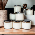 3-Wick Soy Candle 14.5oz Clear Glass Jar Silver Hammered Lid Hand-Poured USA BandsCo Straps