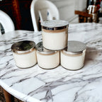 3-Wick Soy Candle 14.5oz Clear Glass Jar Silver Hammered Lid Hand-Poured USA BandsCo Straps