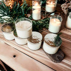 3-Wick Soy Candle 14.5oz Clear Glass Jar Silver Hammered Lid Hand-Poured USA BandsCo Straps