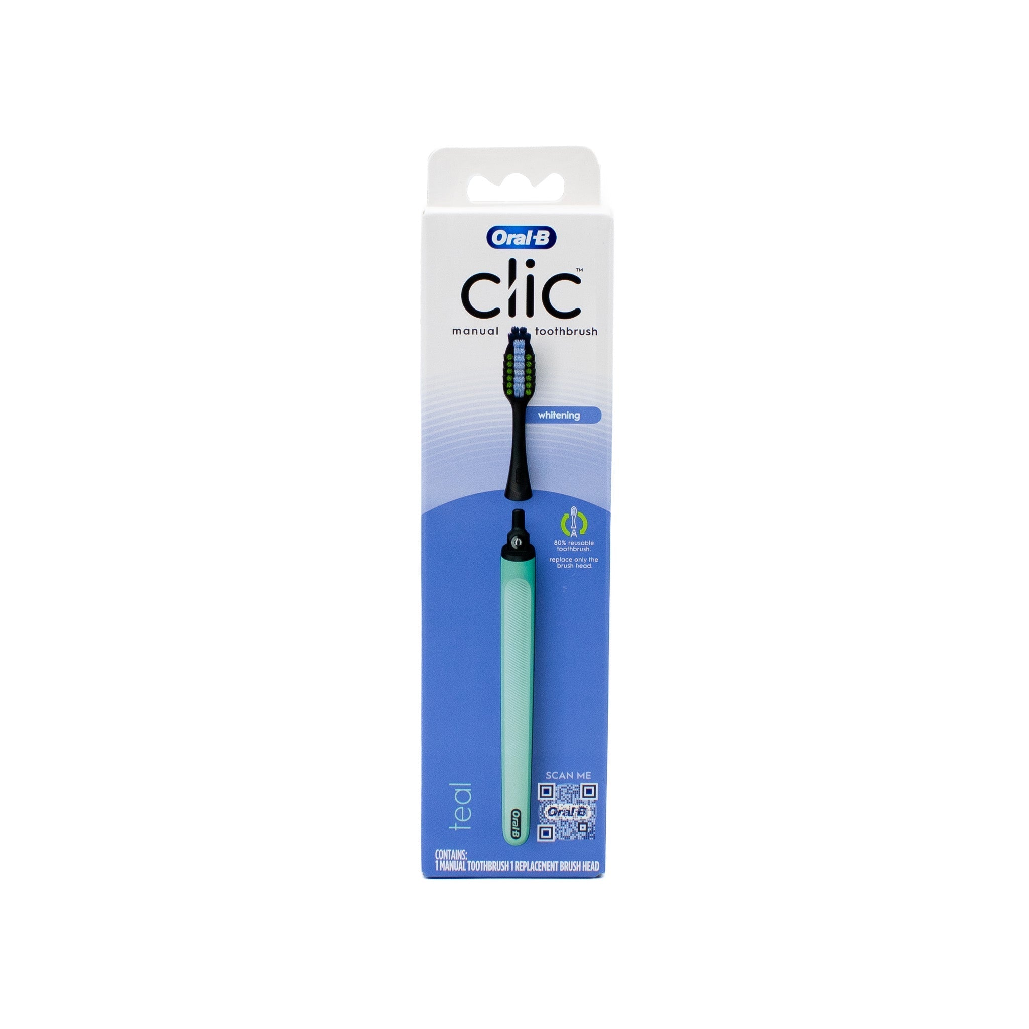 Oral-B Clic Manual Toothbrush with Replaceable Brush Head TEAL - New This is Beauty US