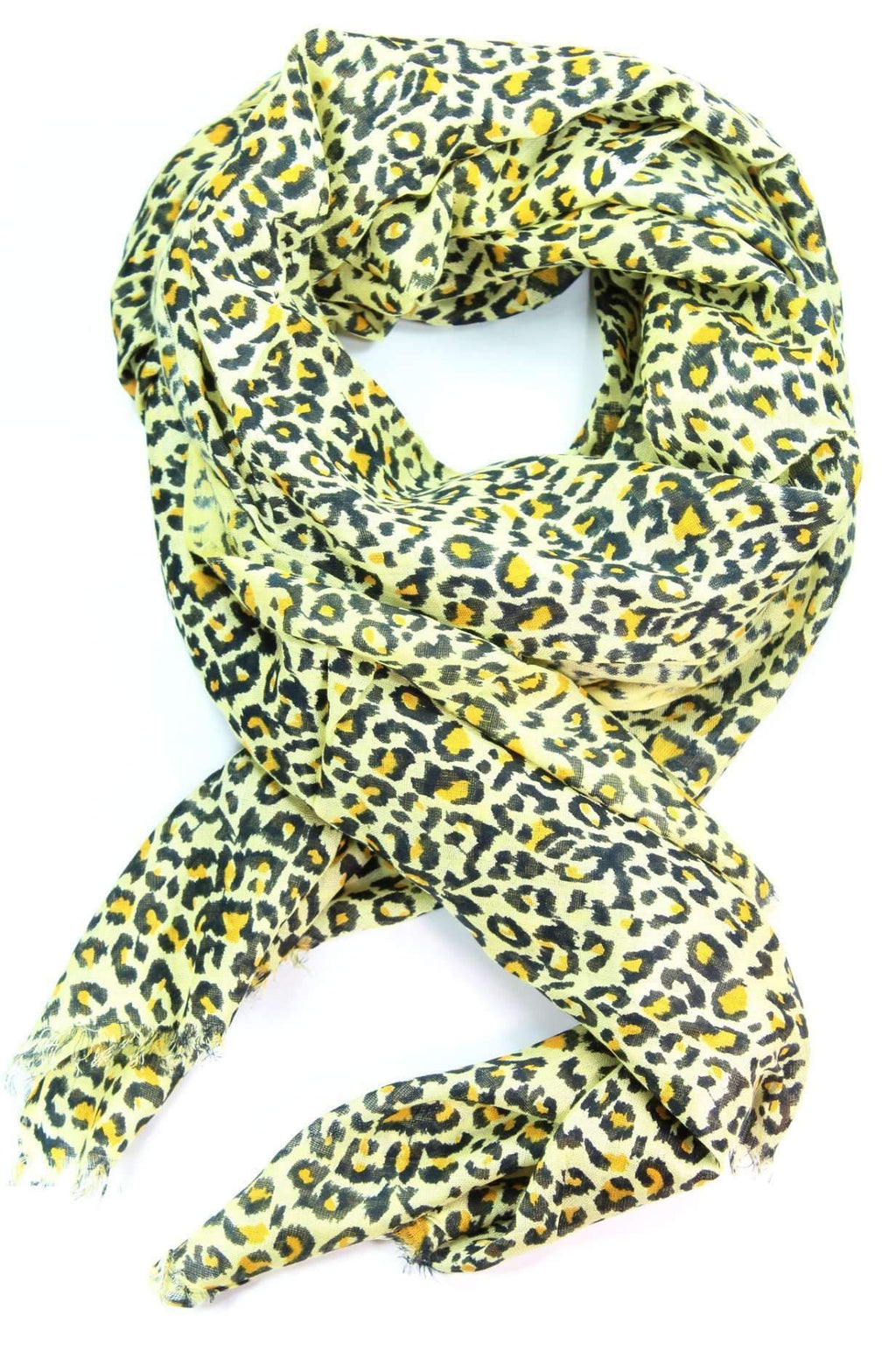 Yellow Leopard Scarf Cotton Blend Oversized 70 x 27.5 Inch BandsCo Straps