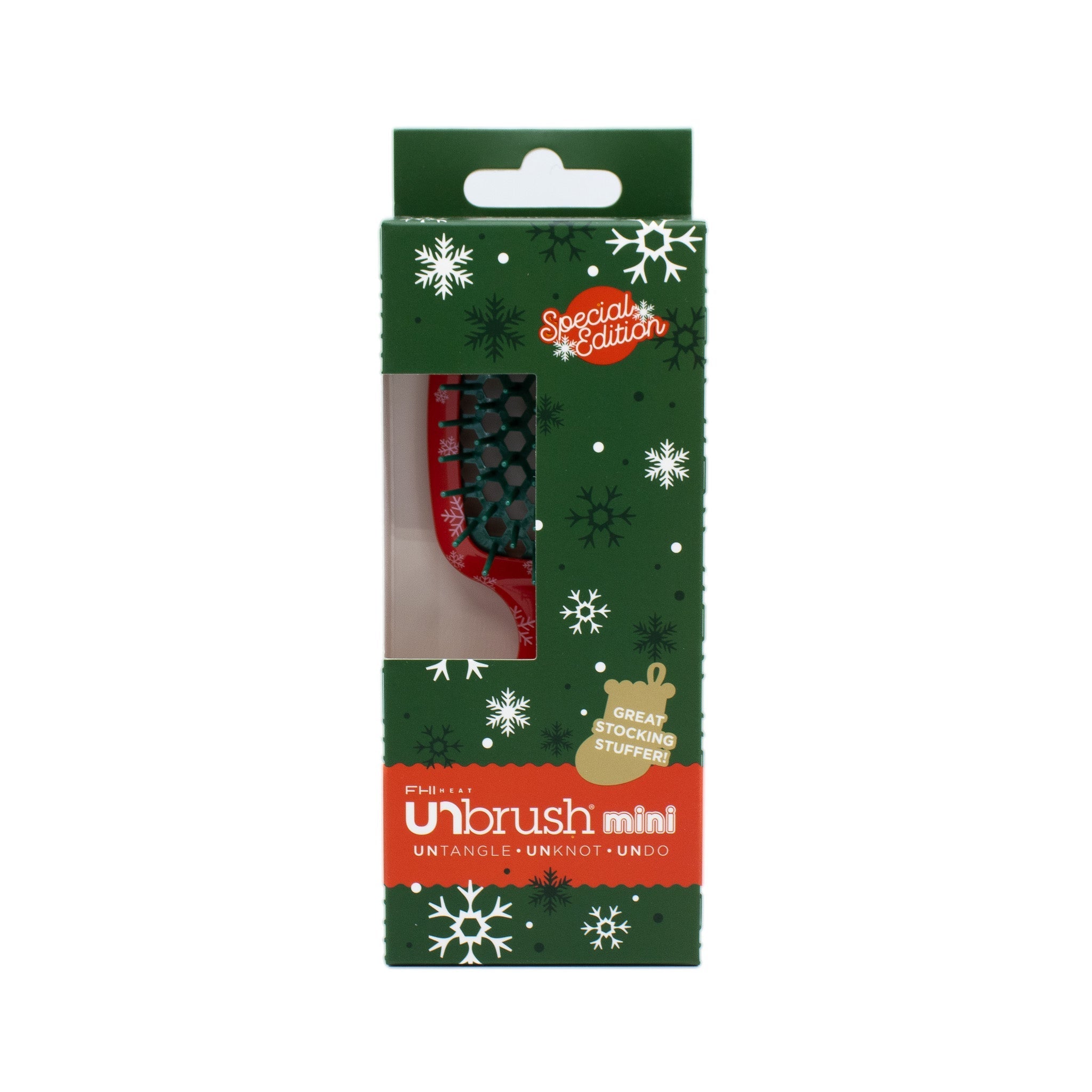 Unbrush Mini Holiday Hair Brush SLEIGH RIDE RED - New This is Beauty US