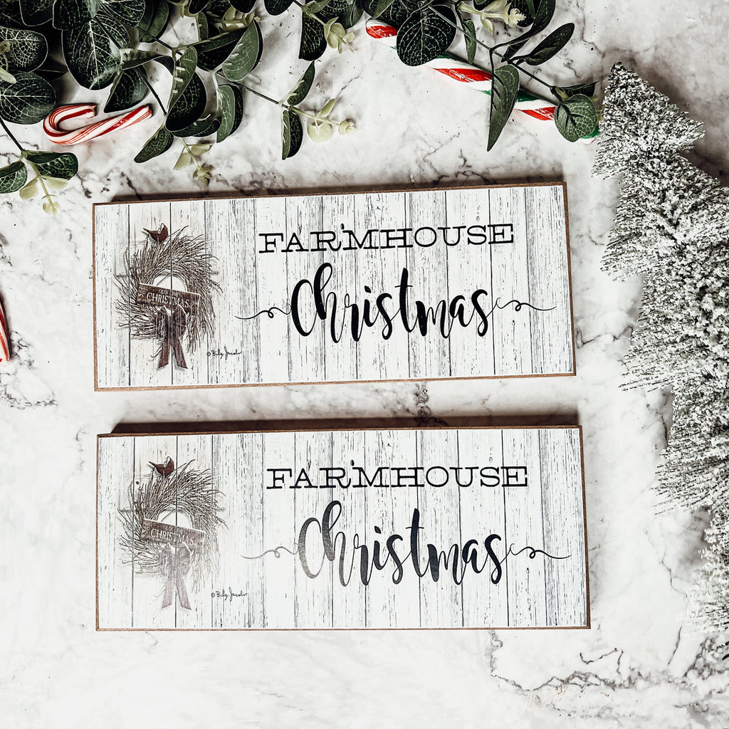 Farmhouse Christmas Sign Wooden Rustic Holiday Decor Minimalist Neutral 10x4 BandsCo Straps